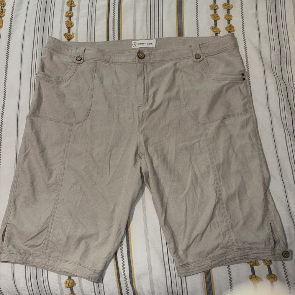 Point Zero Bermuda Capri Shorts 16, Linen, Preppy, Boho, Beach, EUC, Resort